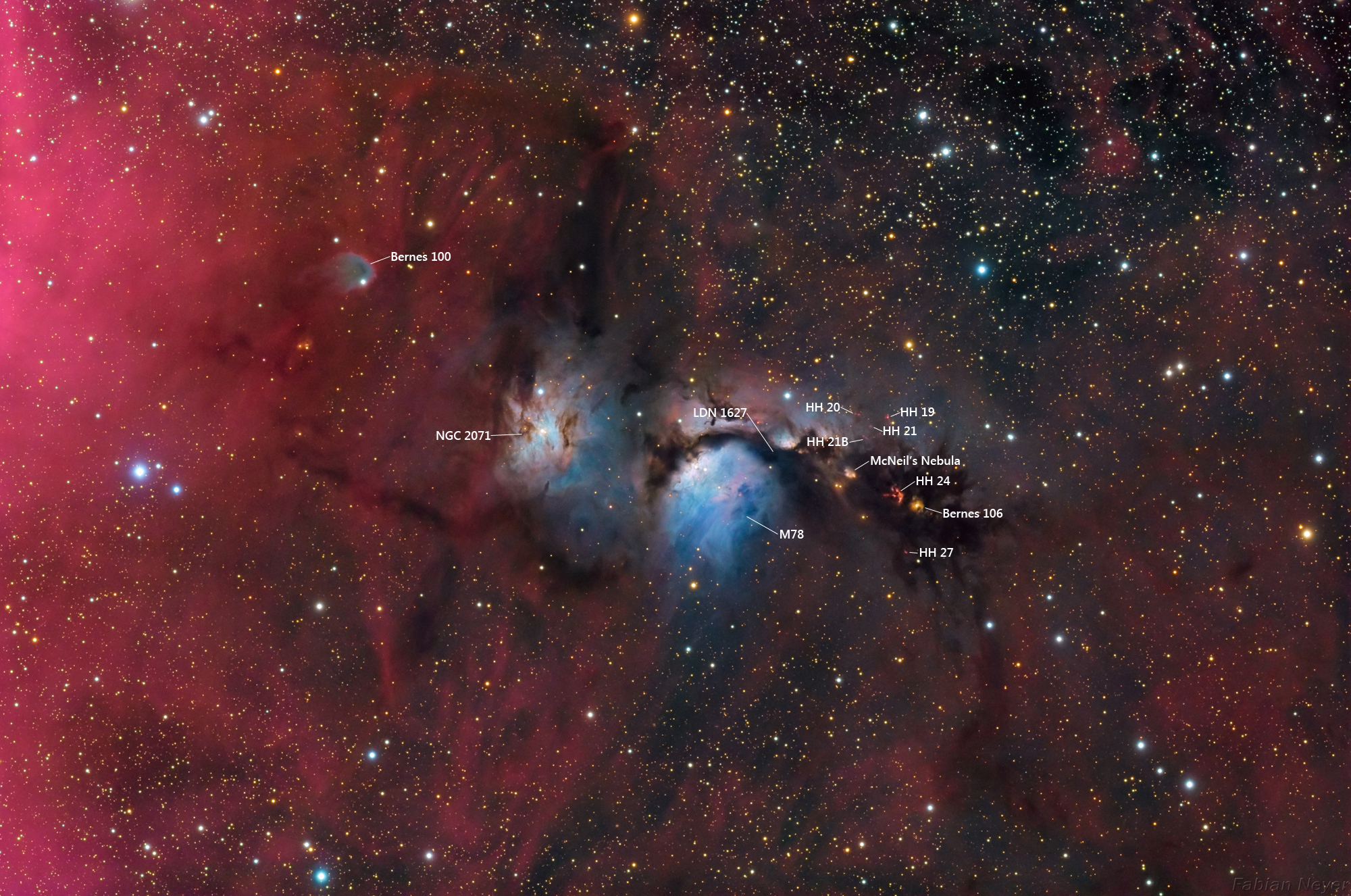 M78 Nebula Labeled